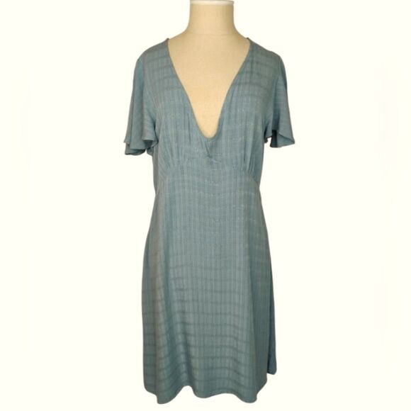 Primark Dress with Flutter Sleeves Blue Green Size 8 NWT - Picture 15 of 16